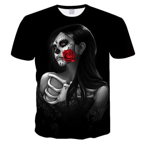 Men's Street Style 3D Printed Skull T-Shirt