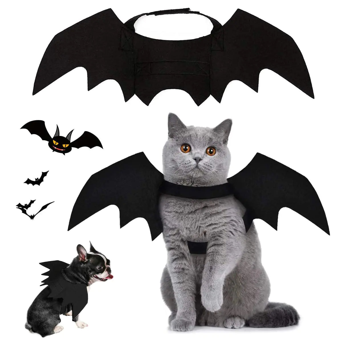 Pet Costumes Bat Wings for Puppy and Cat Halloween Dog Costumes Party Cosplay Decoration Black Apparel for Cat Small Dogs (Black for Cat and Puppy Bat Wings) (Black Small)