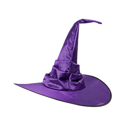 Black Pleated Witch Hat for Halloween Wizard Costume