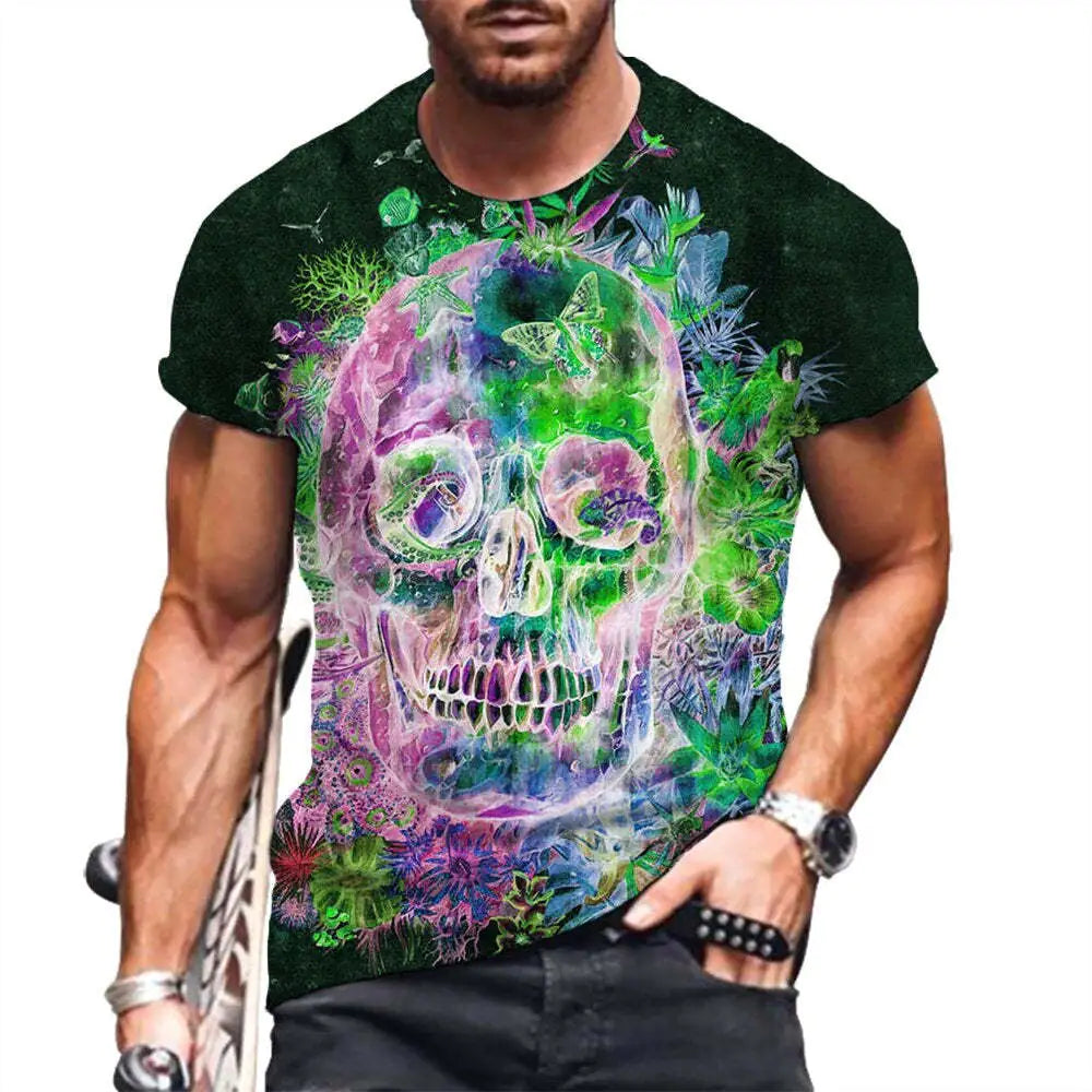 Men's Street Style 3D Printed Skull T-Shirt