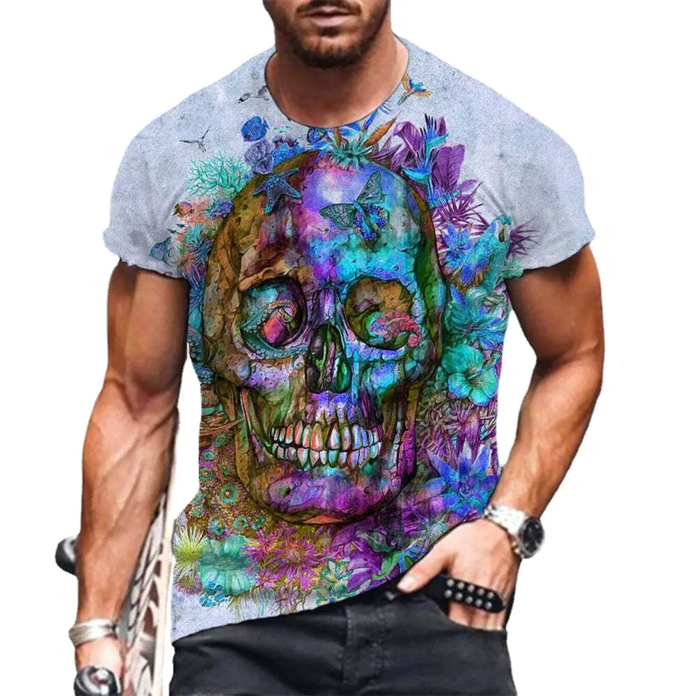 Men's Street Style 3D Printed Skull T-Shirt