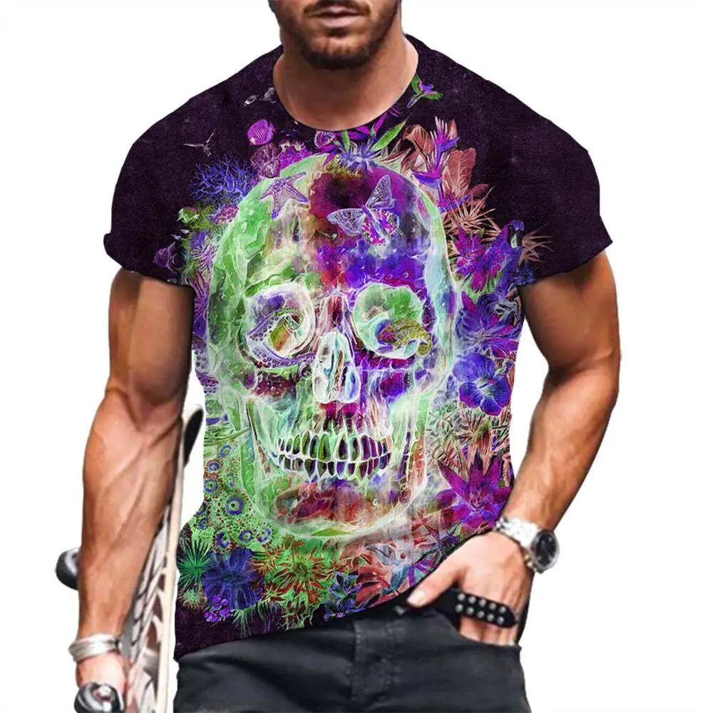 Men's Street Style 3D Printed Skull T-Shirt