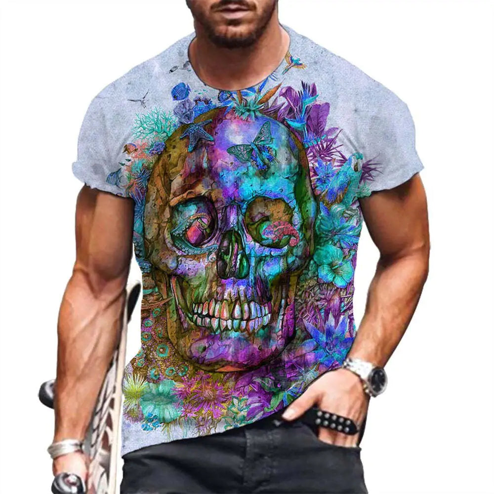 Men's Street Style 3D Printed Skull T-Shirt