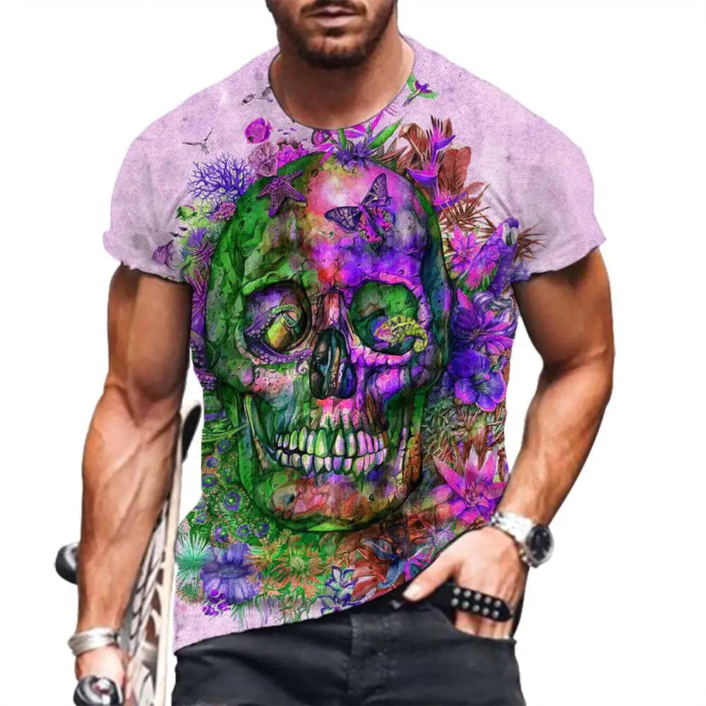 Men's Street Style 3D Printed Skull T-Shirt
