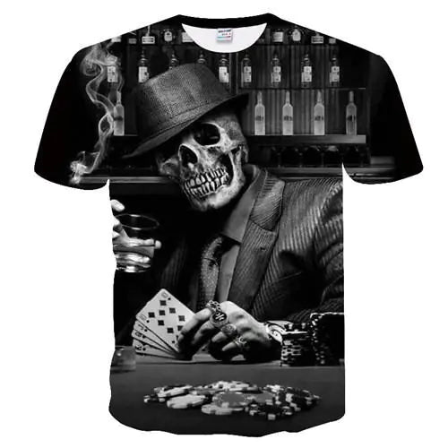 Men's Street Style 3D Printed Skull T-Shirt