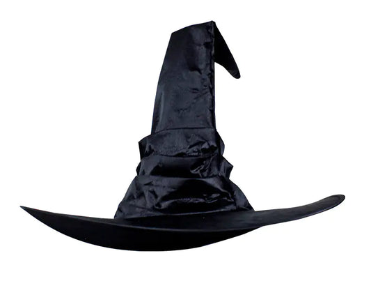 Black Pleated Witch Hat for Halloween Wizard Costume